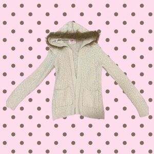 Cozy Cream faux fur Hooded Cardigan